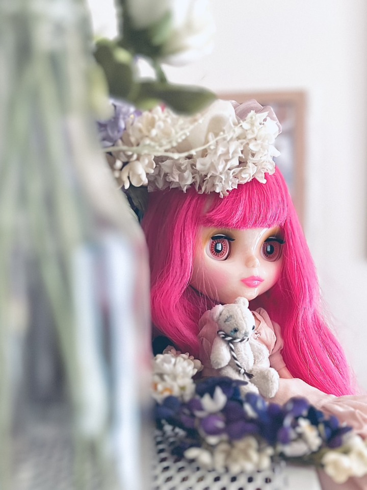 ピンクのドールと小さなテディベアの受講生作品